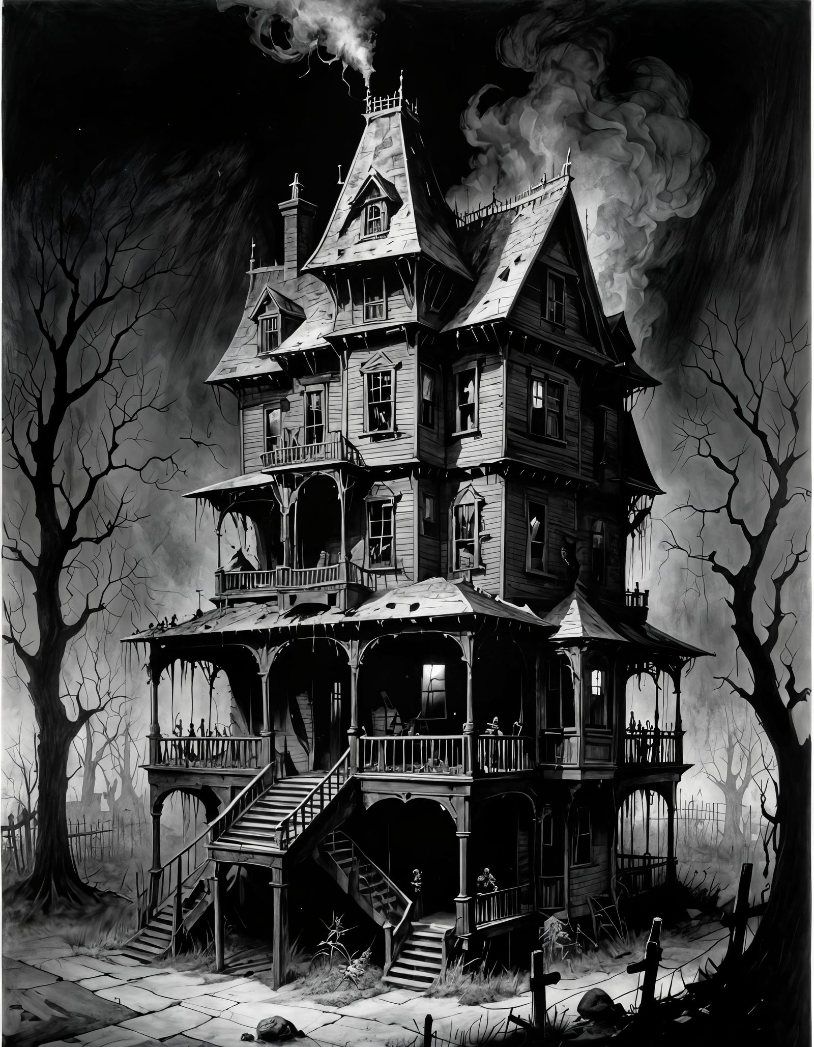 Sinister Haunted House Concept Art