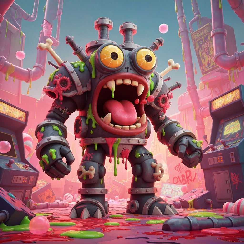 Cartoonish Industrial Beast in Claymation Style