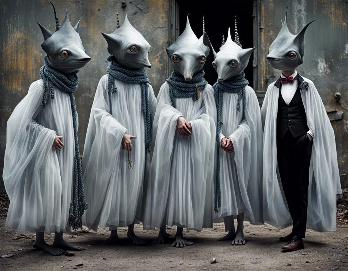 Surreal Restaurant Celebration with Exotic Aliens