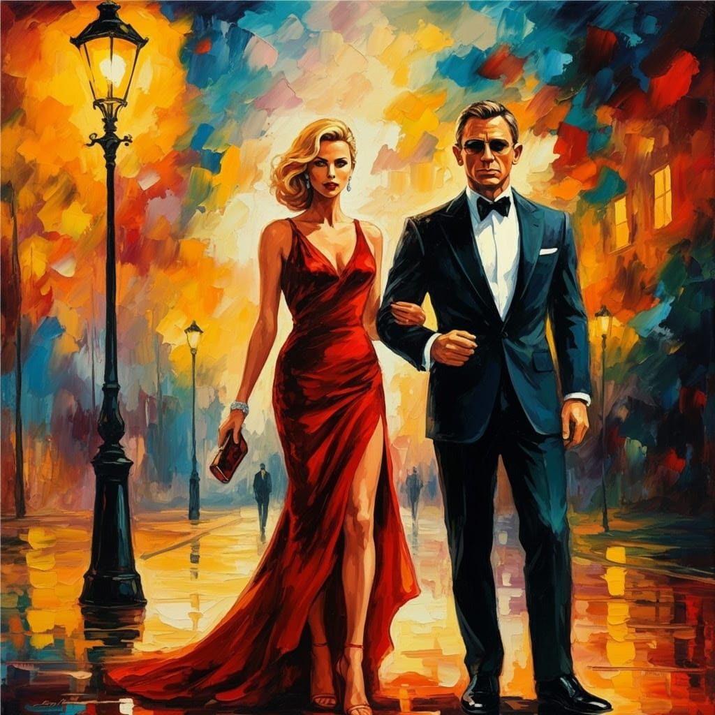 Charlize Theron and Daniel Craig in Expressionist Style