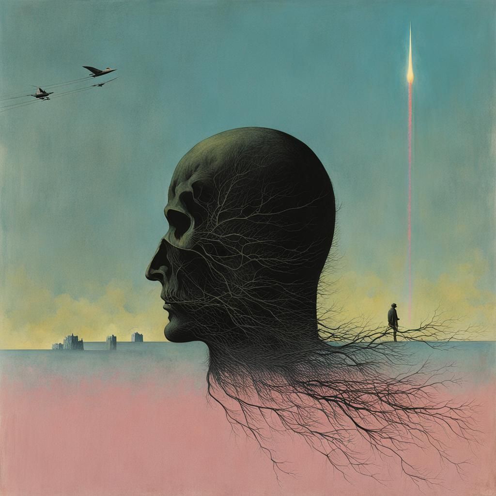 Eerie Album Cover Art in Beksinski Style
