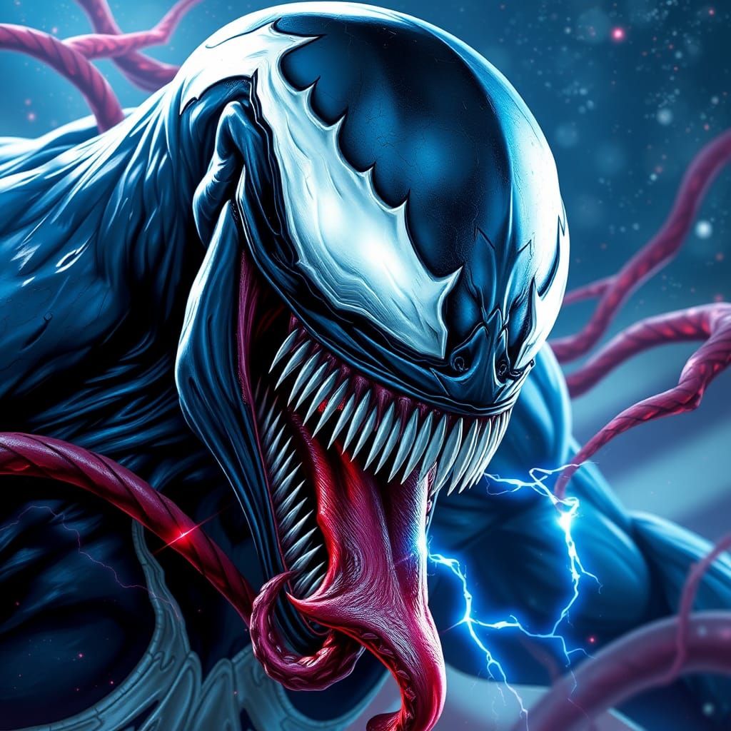 Venom Symbiote Form in Dark Fantasy Style
