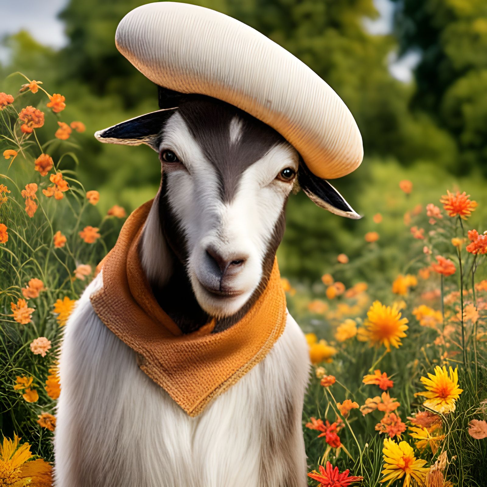 Goat as Van Gogh on Sunny Day