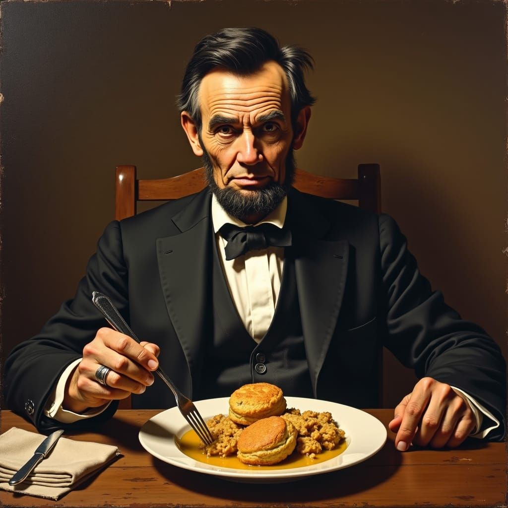 Abraham Lincoln's Intimate Dinner: An Oil Painting