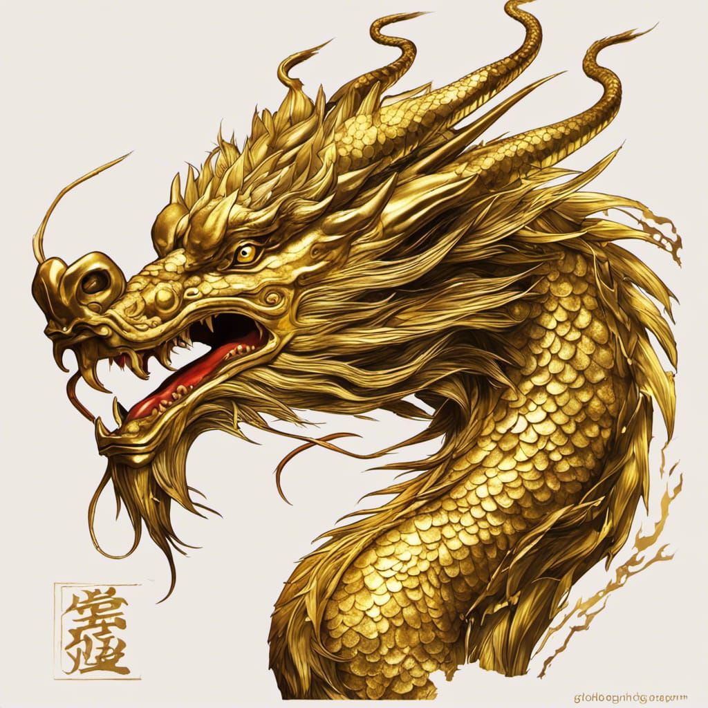 Majestic Golden Dragon in Flight