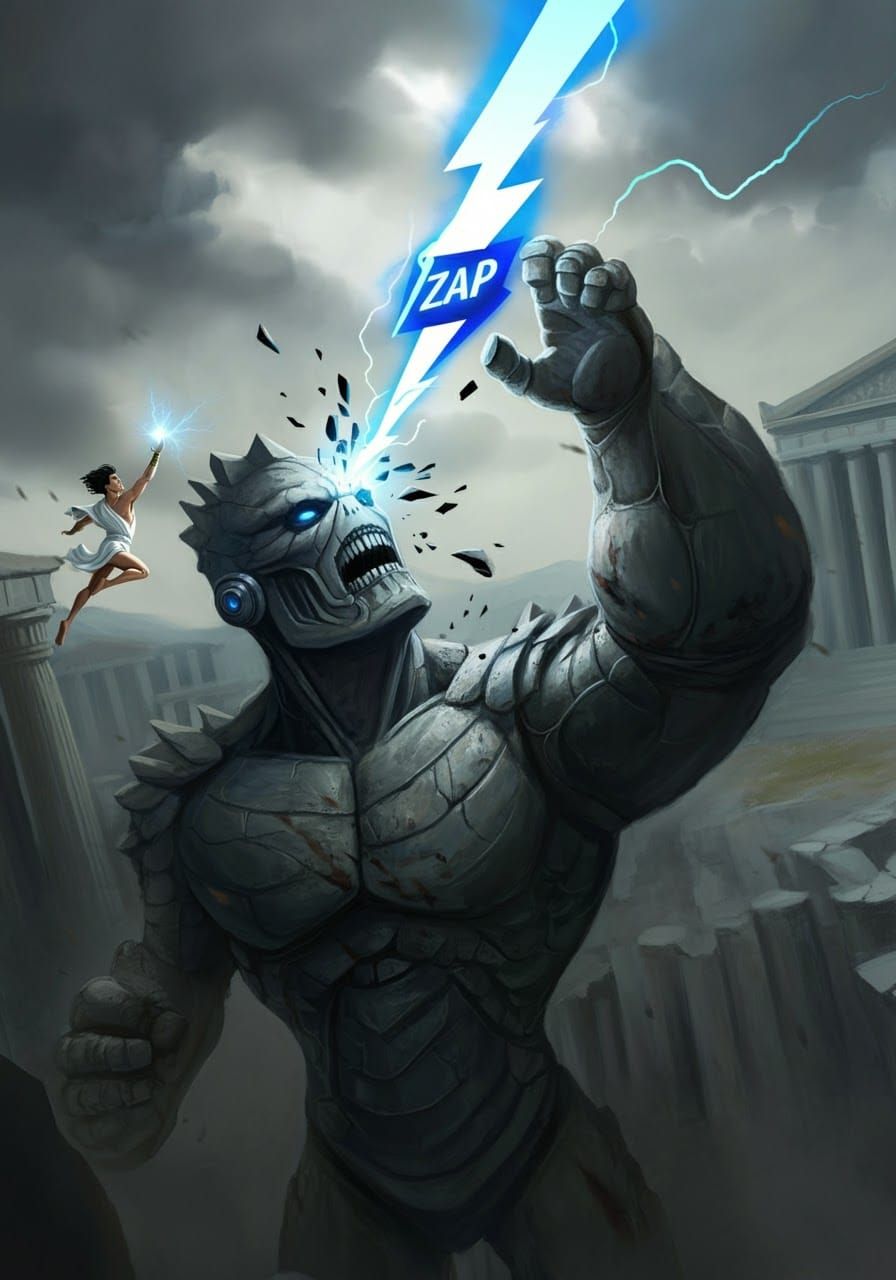 Epic Battle: God vs Golem in Ancient Greece