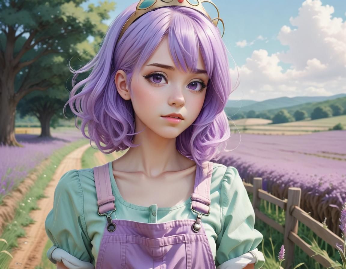 Pastel Princess in Overalls, Manga Style Illustration