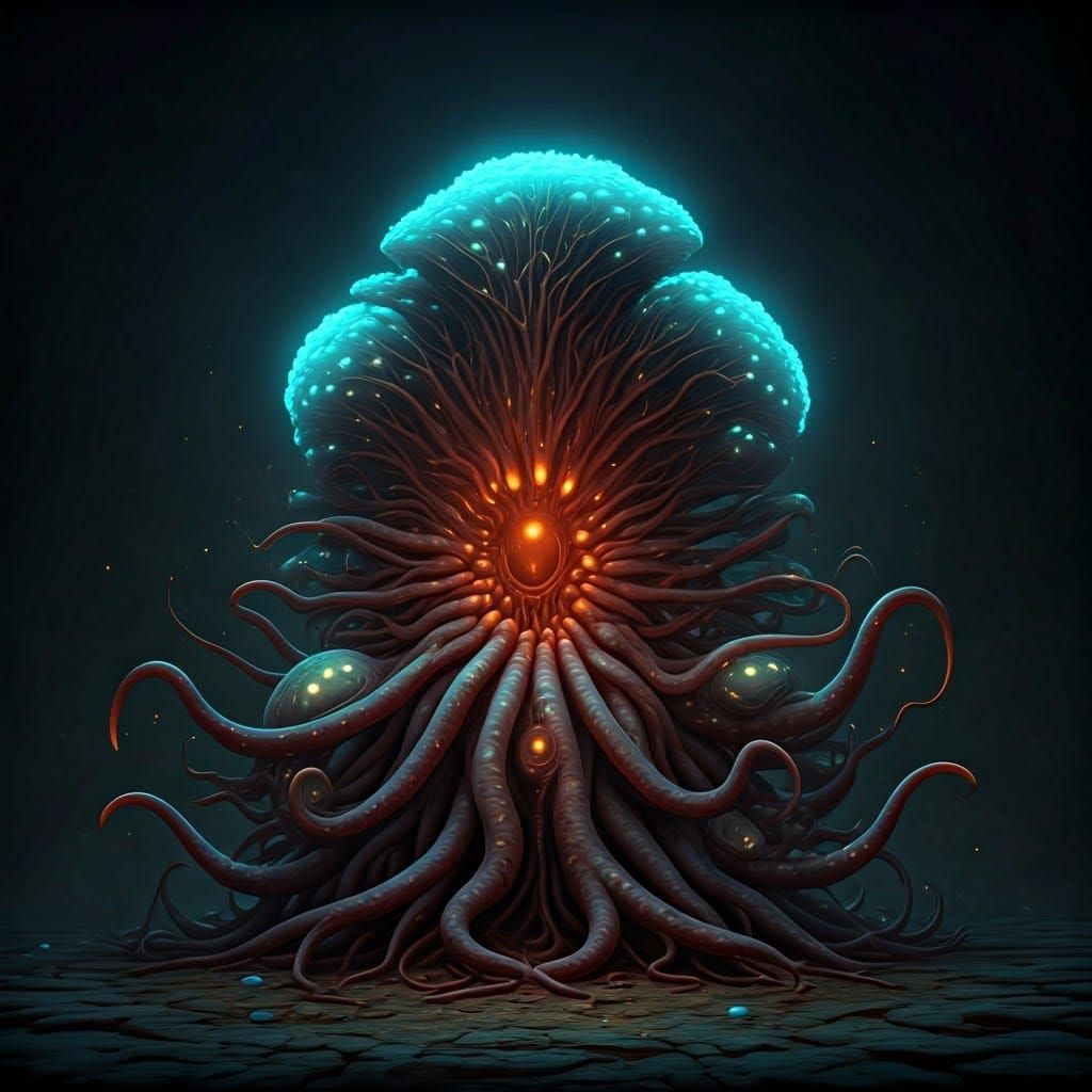 Glowing Eldritch Fungus Creature from the Depths
