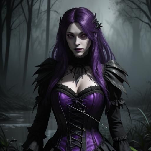Gothic Vampire in Bayou, Hyperdetailed Dark Fantasy Art