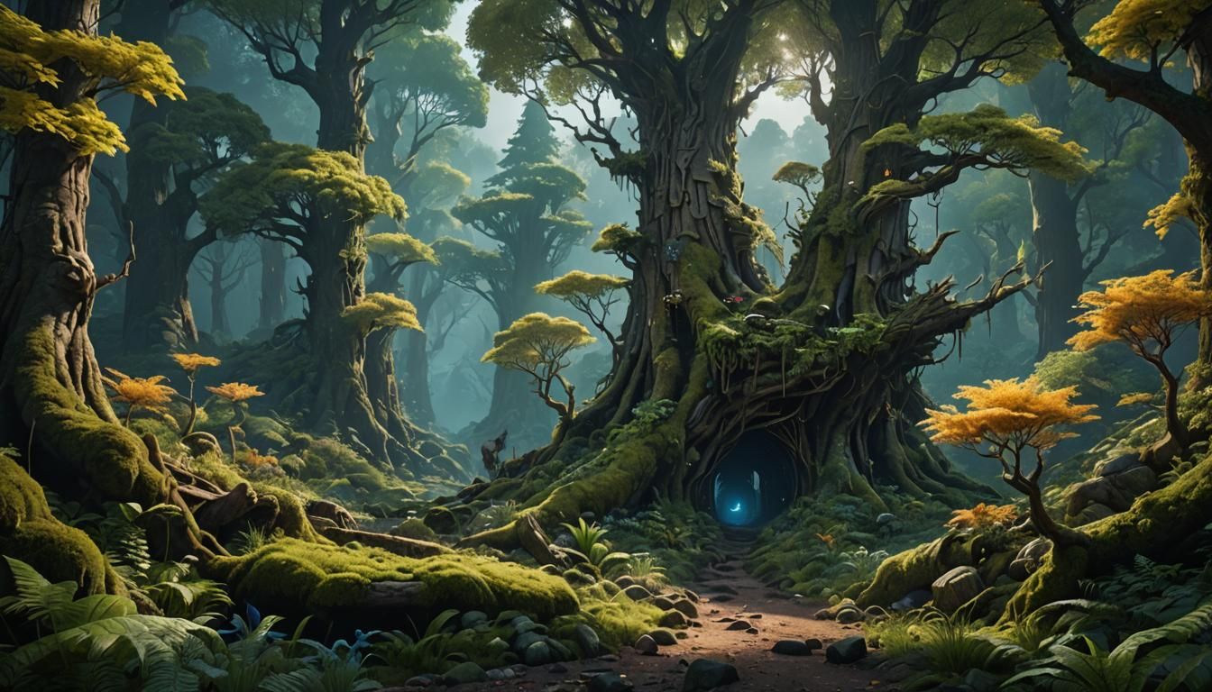 Fantastical Whispering Forest: Detailed Matte Painting