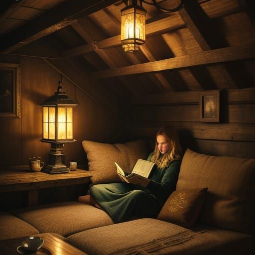 Cozy Reading Nook in Whimsical Concept Art