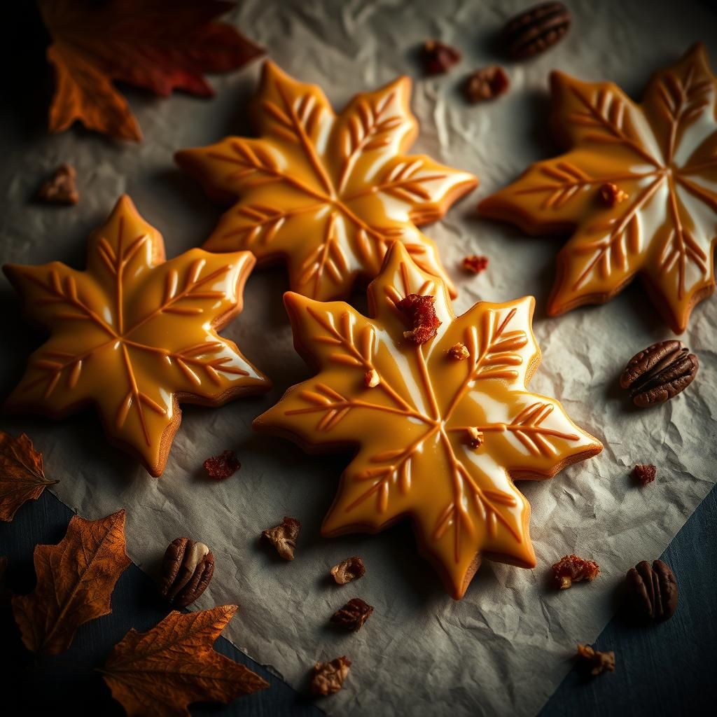 Maple Leaf Cookies with Butterscotch Icing