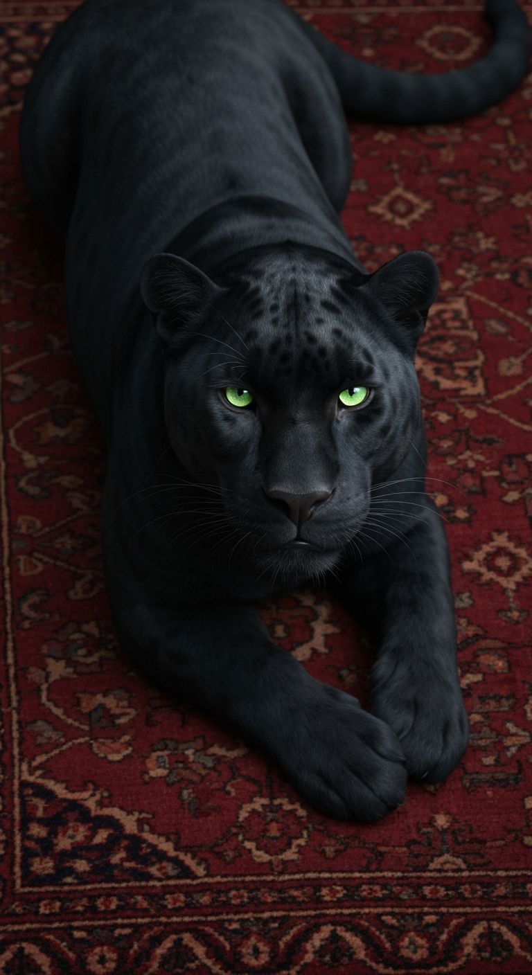 Overhead View of Black Panther with Glowing Eyes