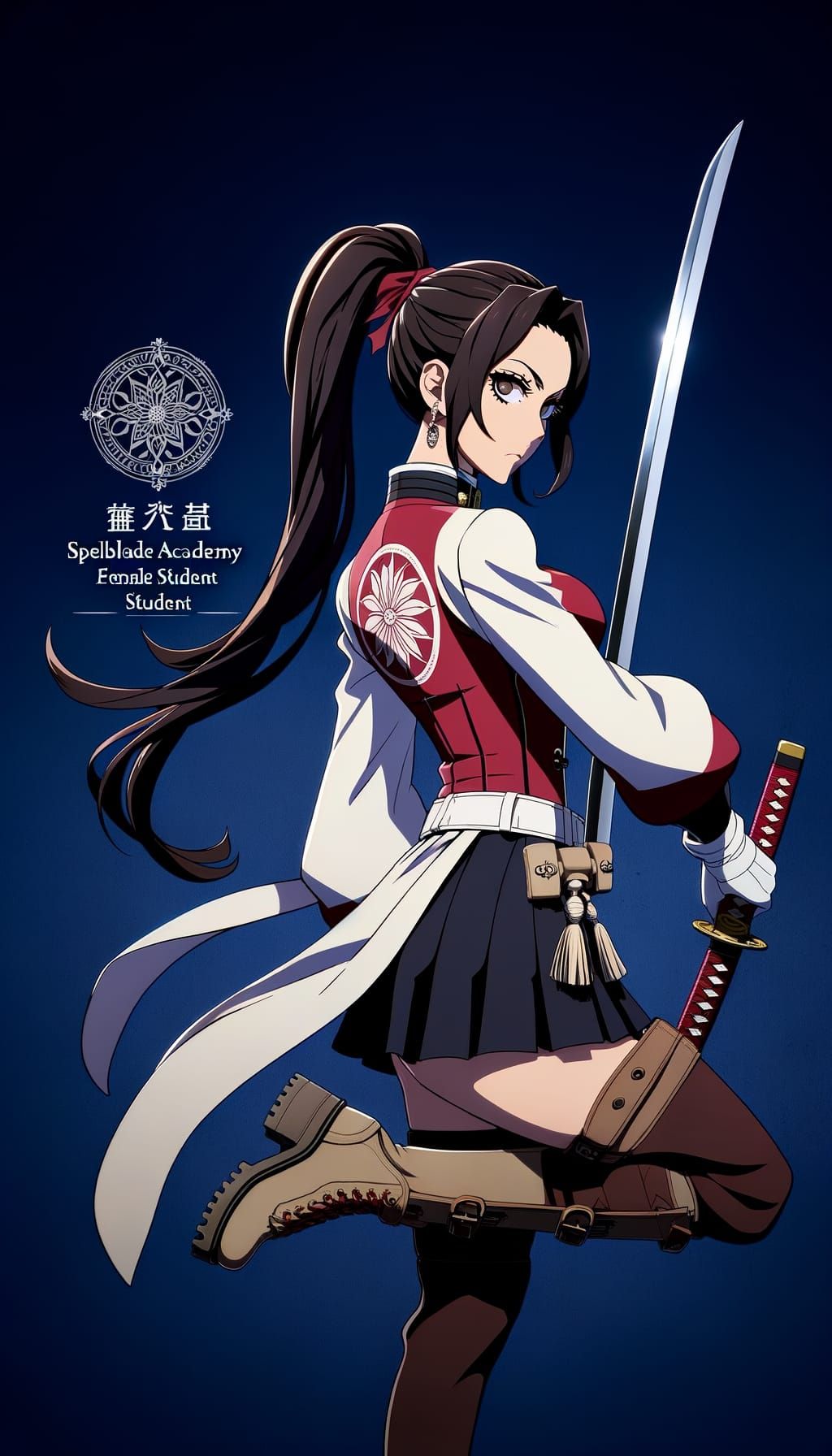 Confident Woman Warrior in Academy Outfit