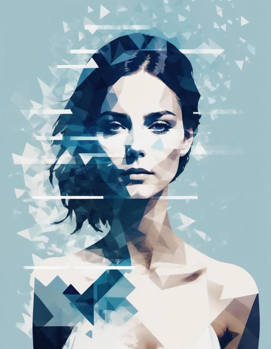 Crystalline Silhouette Portrait in Minimalist Vector Art