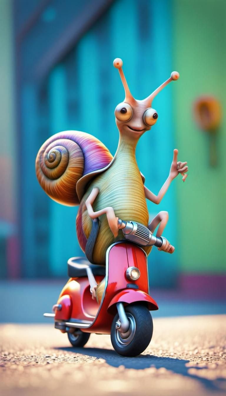 Snail on a scooter