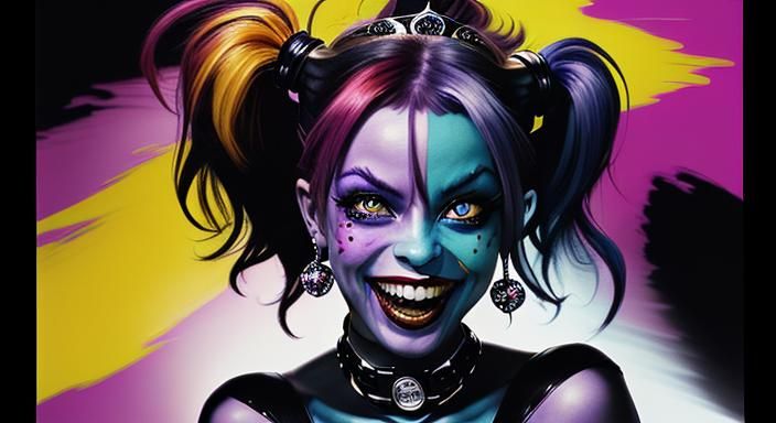 Harley Quinn Hysterical Portrait in a Tornado