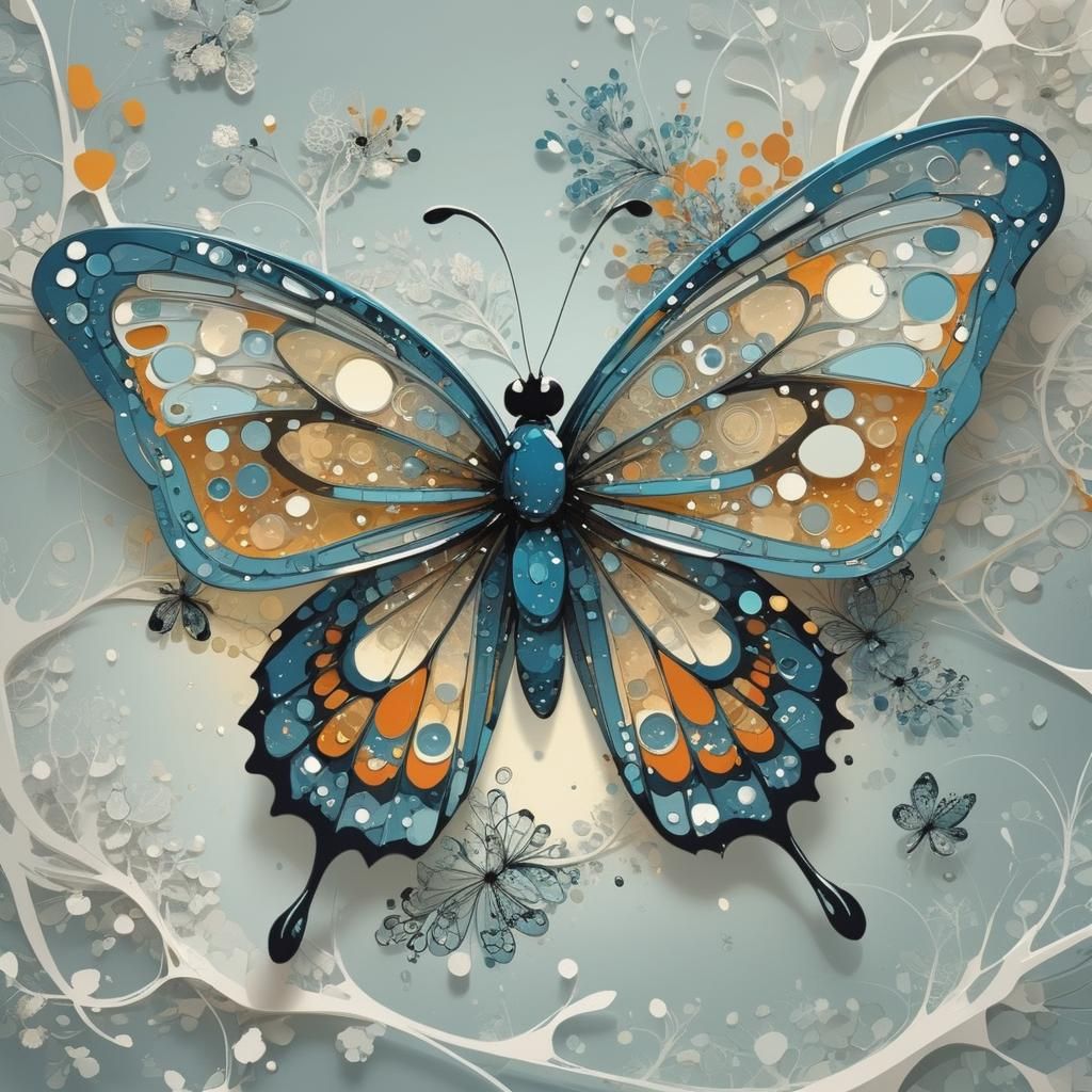 Butterfly in Hlebine School Art Style