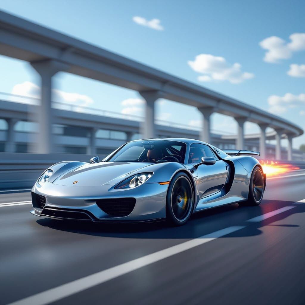 Porsche 918 Speeds Down Autobahn in Futuristic Style