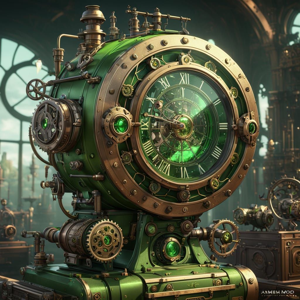 Steampunk Emerald Glass Vessel