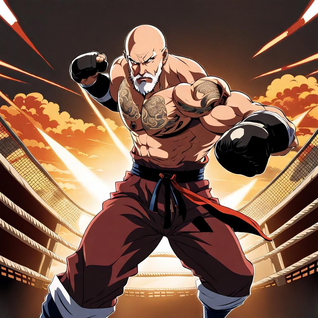 Anime Fighter Punches Opponent in Arena