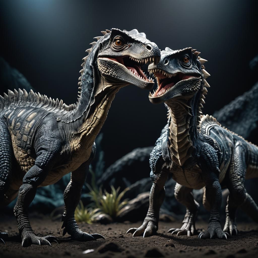 Velociraptor Ankylosaurus Hybrid in Cinematic Style