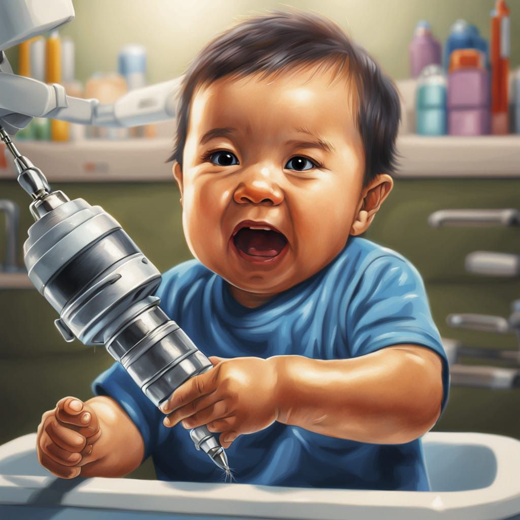 Hyperrealistic Drill Dentistry Scene in Vibrant Colors