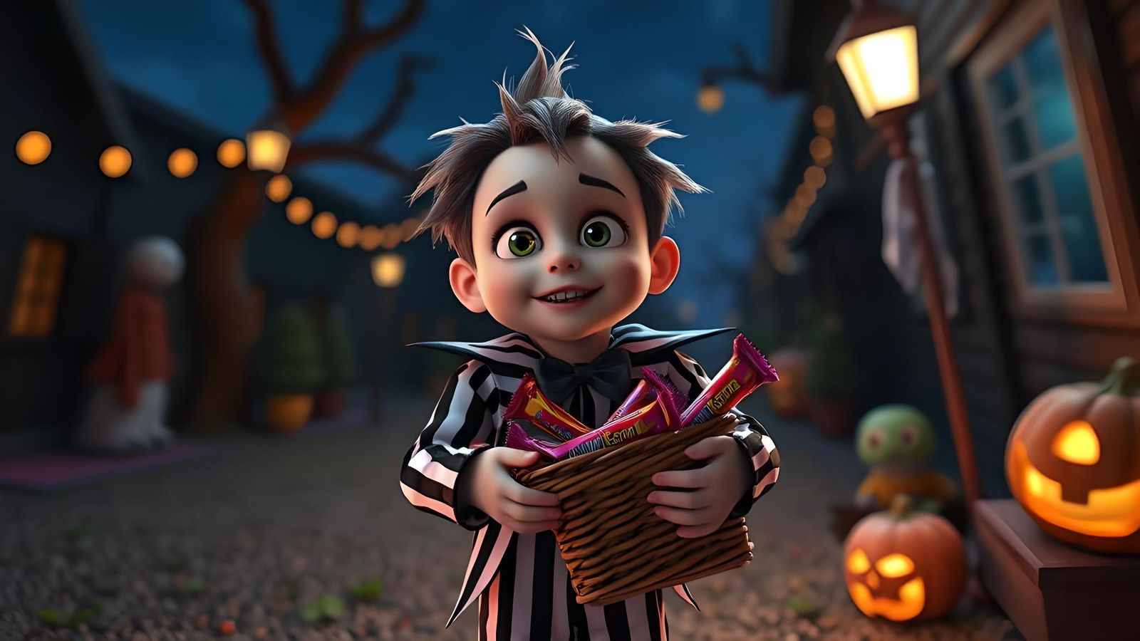 Beetlejuice Toddler Trick-or-Treating: Pixar-Style Animation