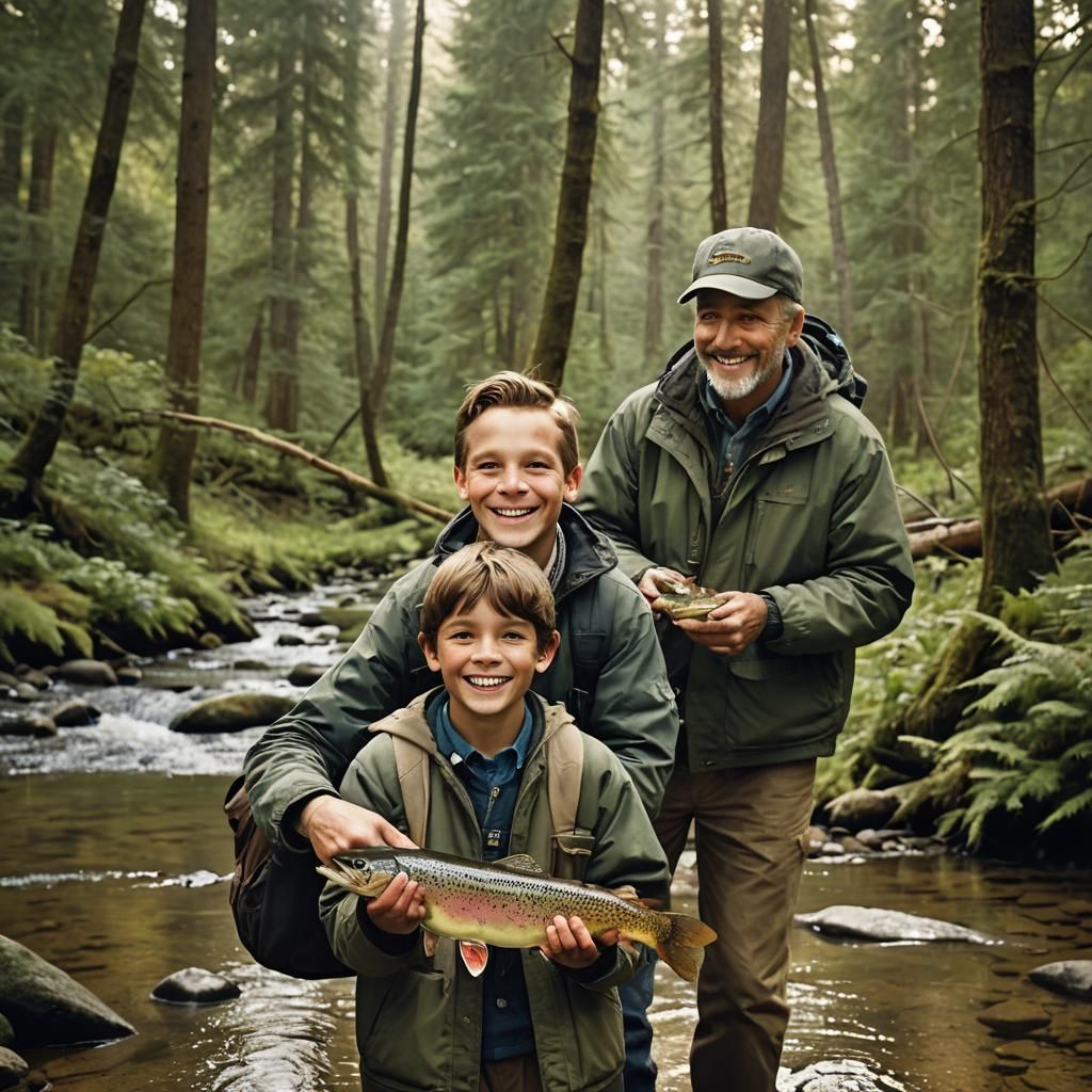 Father and Son Fishing Portrait in Natural Light