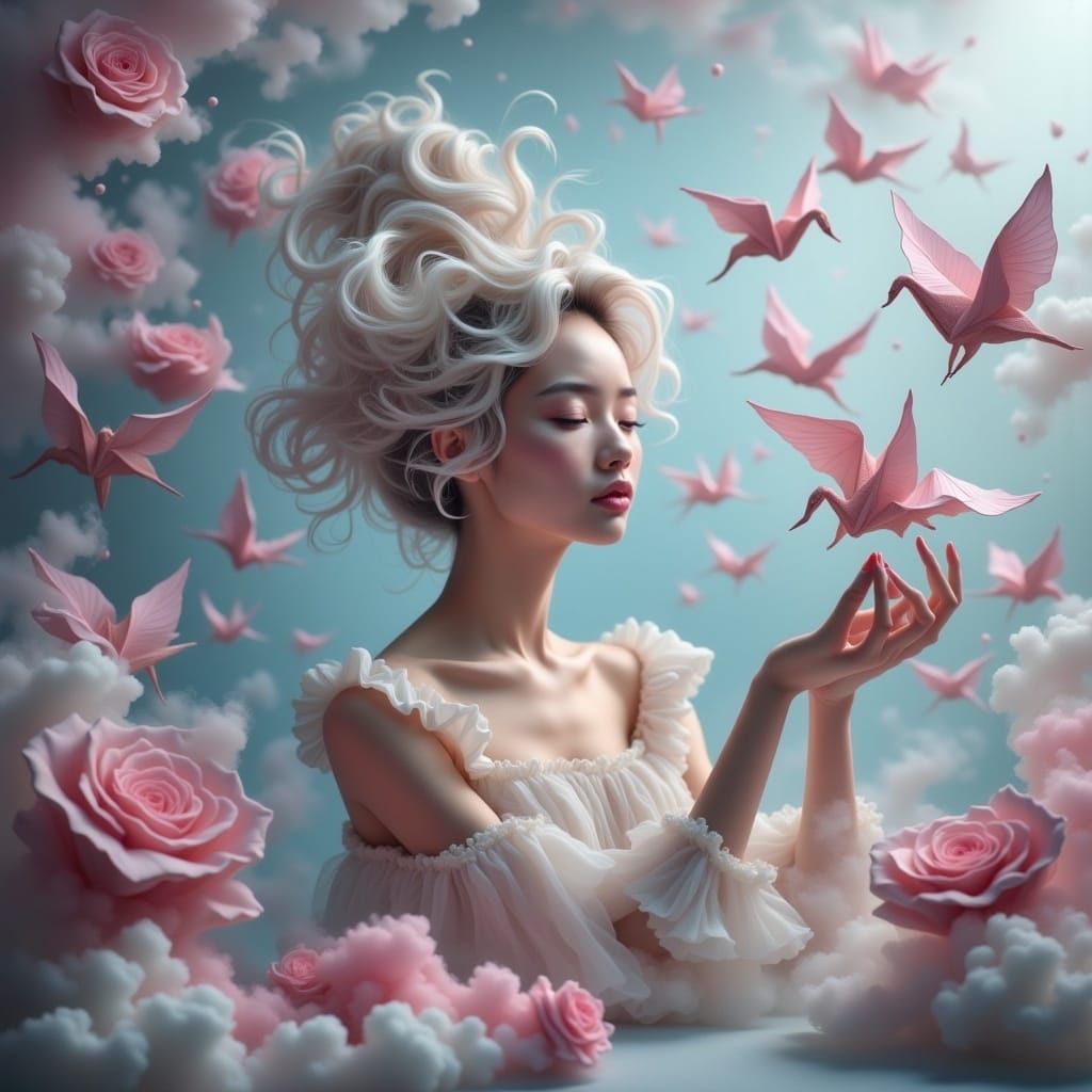 Dreamy Origami Sanctuary in Pastel Hues