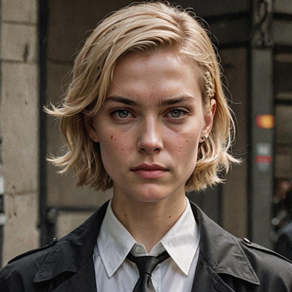 Surly FBI Agent in Trenchcoat and White Shirt