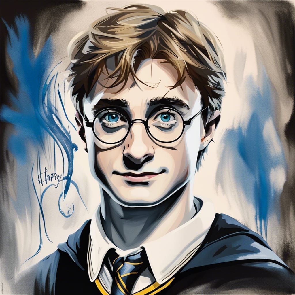 Harry Potter Portrait in Calligraphic Style