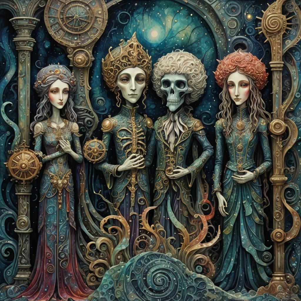 Davy Jones' Locker Statues in Art Deco Style