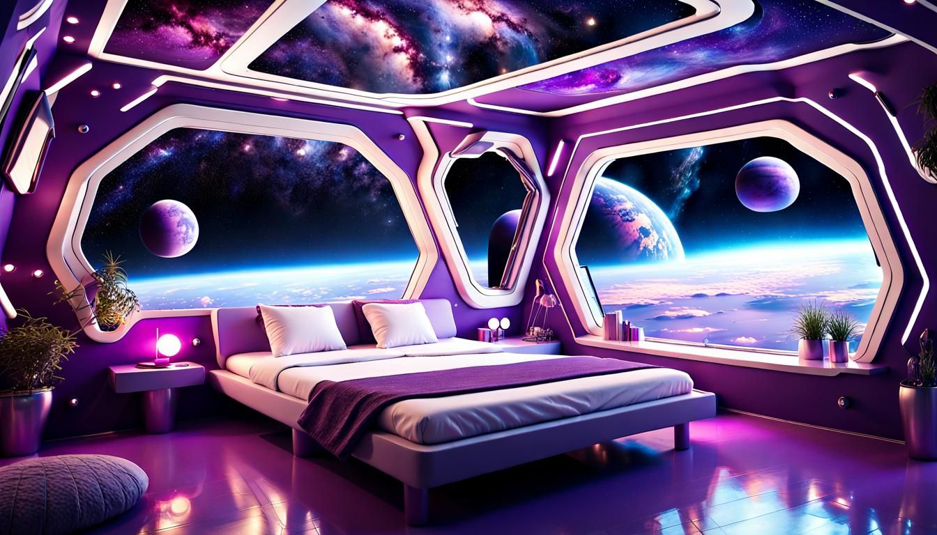 Dreamy Purple Relaxation Room on Spaceship