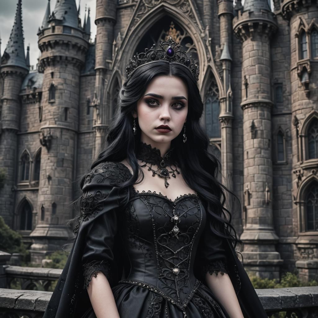 Gothic Disney Princess in Hyperrealistic Style