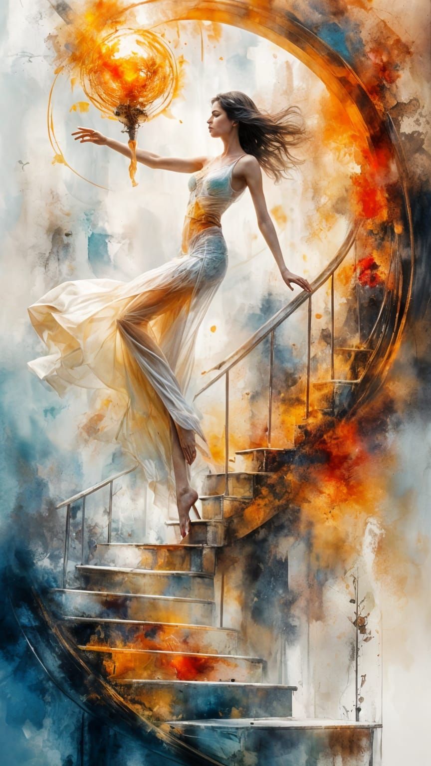 Dancer Climbing to Greatness in Surreal Architecture