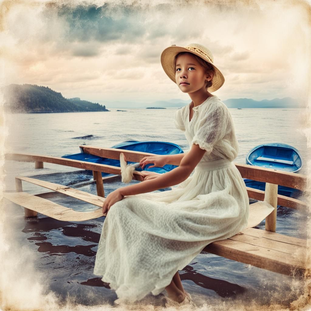 Faded Vintage Instant Photo with White Border