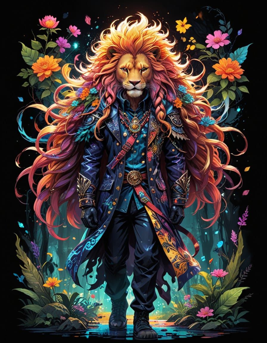 Manga-Inspired Lion in Haute Couture Fashion
