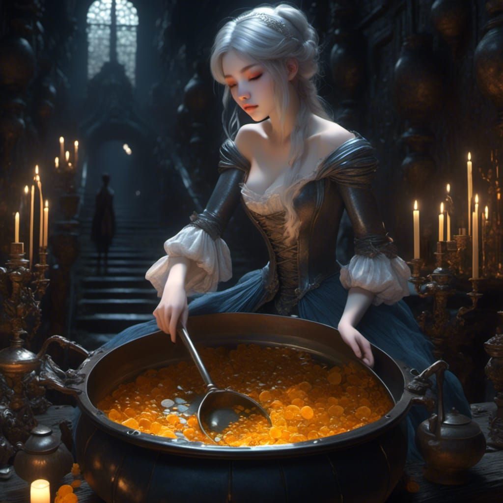 Evil Cinderella Mixing Poison: Anime Portrait