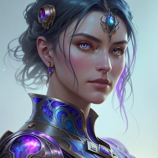 Fantasy Warrior with Gemstone Eyes in Radial Gradient