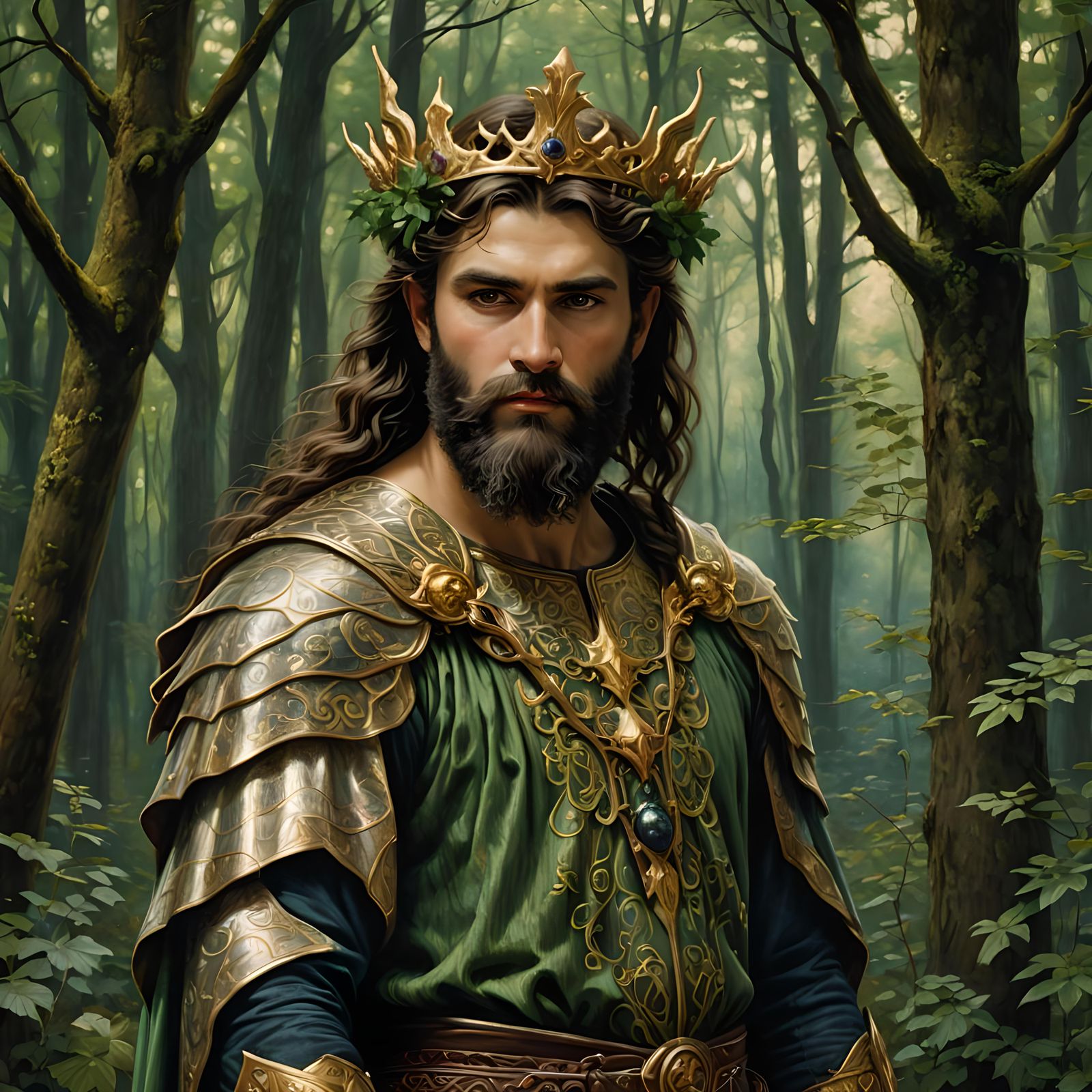 Ethereal Fairy King in Woodland Painting