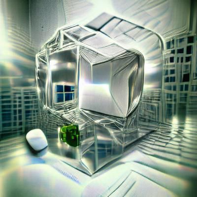 Hollow Glass Cube Floating in Space