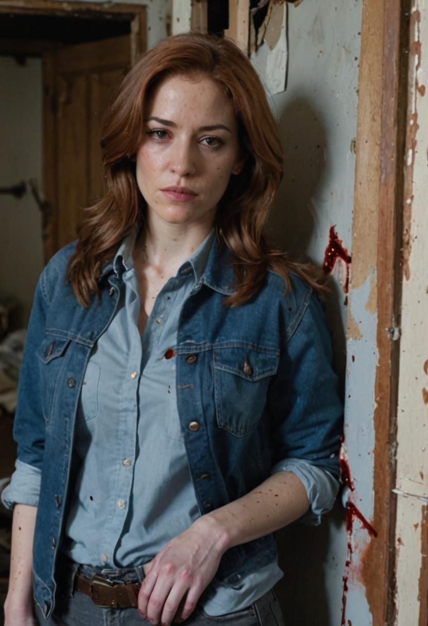 Detective Inspects Crime Scene in Abandoned House