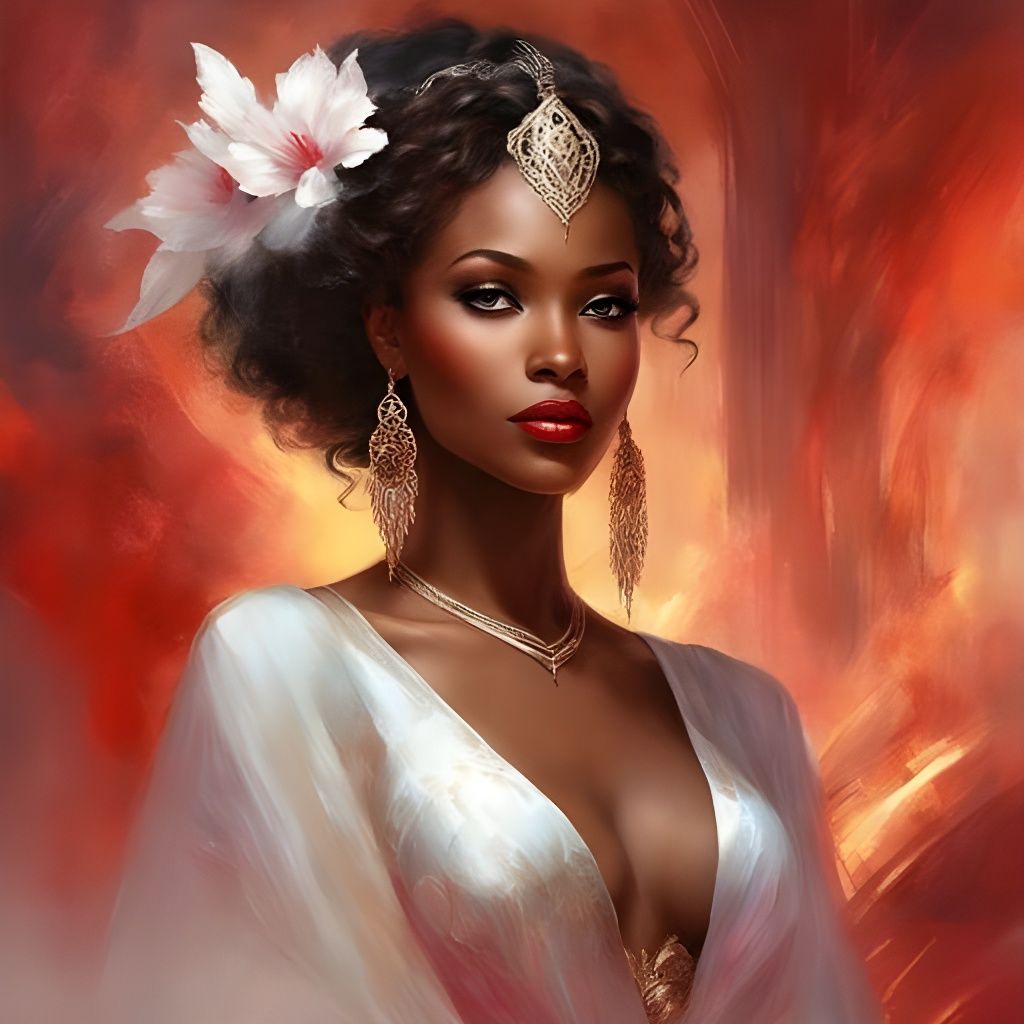 Futuristic African Bride in Red Lingerie