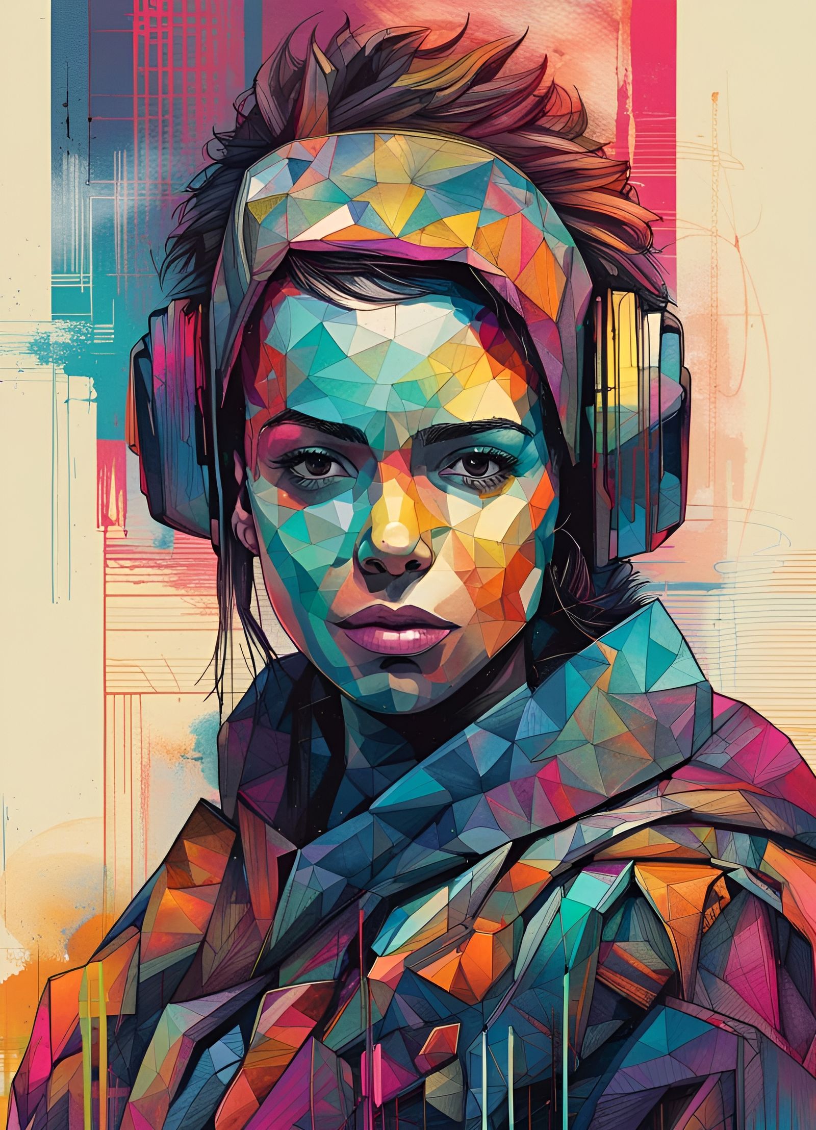 Desert Cyberpunk Portrait in Pop Art Style