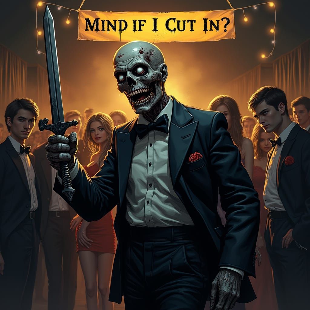 Zombie Swordsman at Senior Prom in Gothic Style