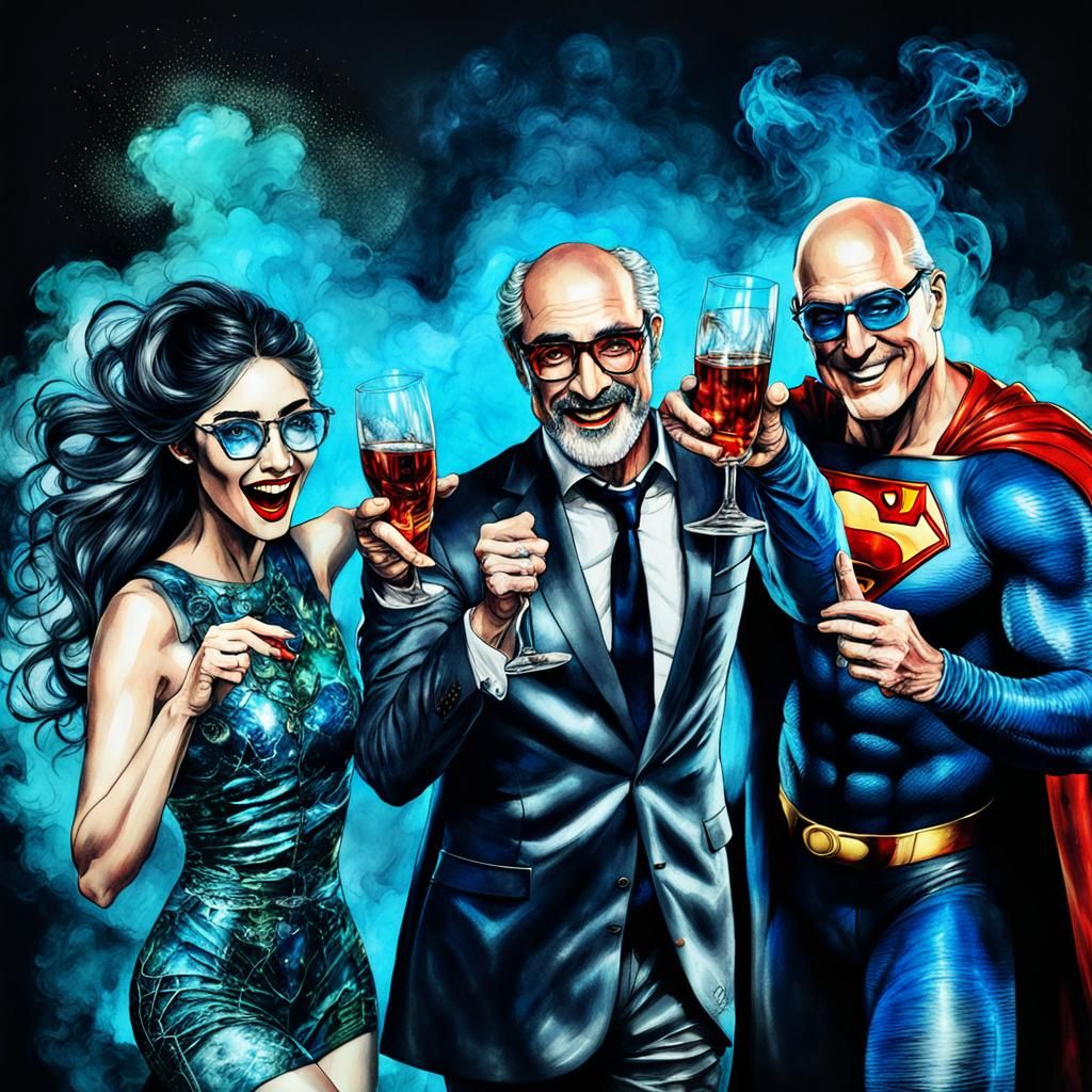 Supportive Wife Cheers On Husband, Mixed Media Style