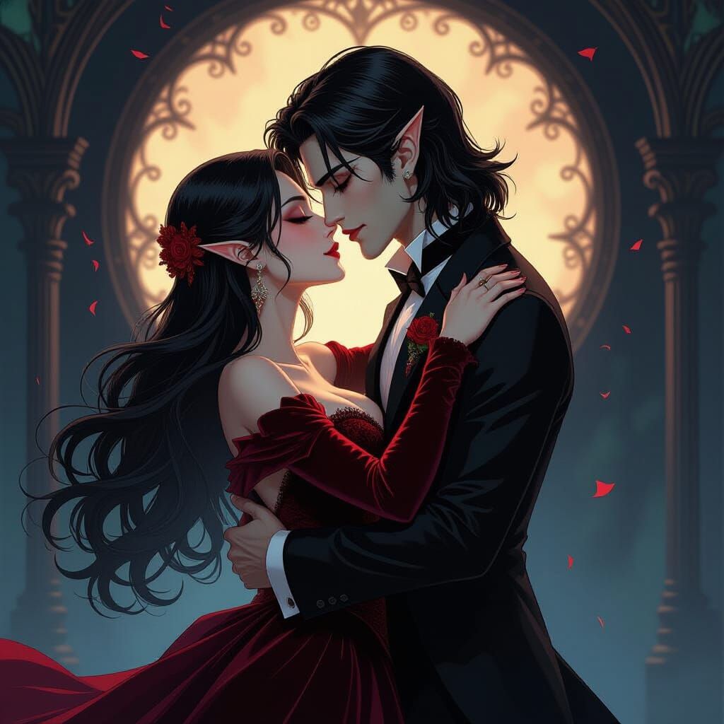 Vampire Couple's Gothic Anime Kiss