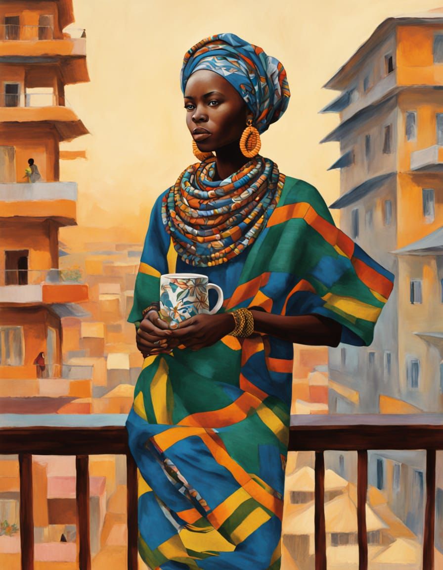 A Hausa Girl in Traditional Dress Amidst Kano City's Dawn