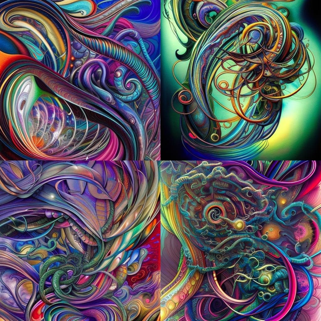 Ethereal Angel in Flowing Acrylic Ink, Digital Art